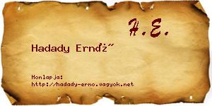 Hadady Ernő névjegykártya